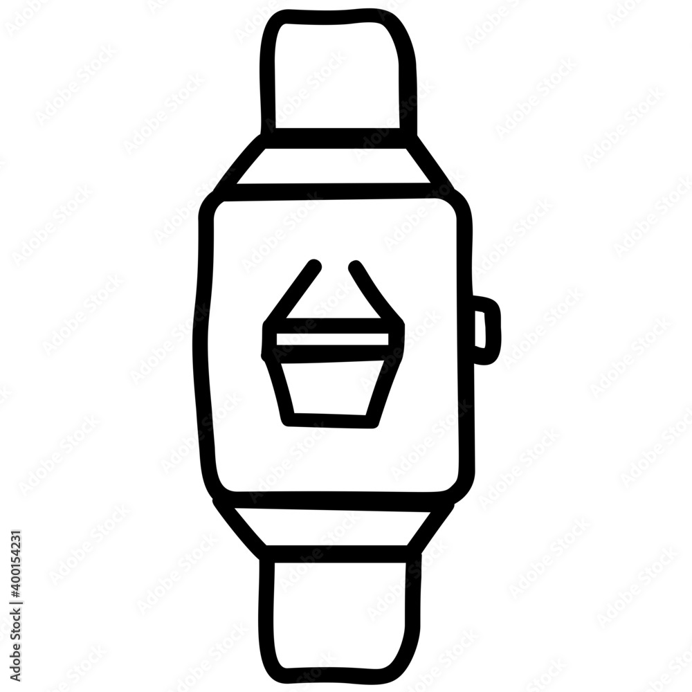 Smart watch shopping icon line design Smart watch shopping icon line design