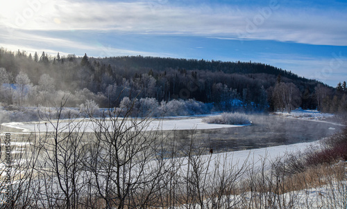 Great river in the great cold Quebec, Canada in the morning