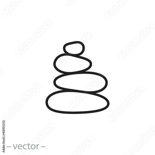stones pyramid icon, balance concept for spa massage, thin line symbol on white background - editable stroke vector illustration eps10