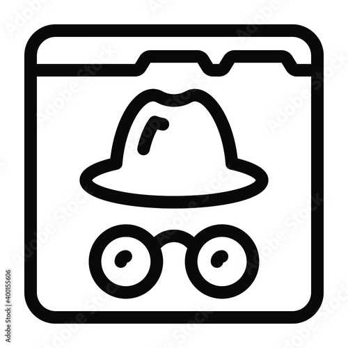 
Hacker icon in glyph design, secret agent 
