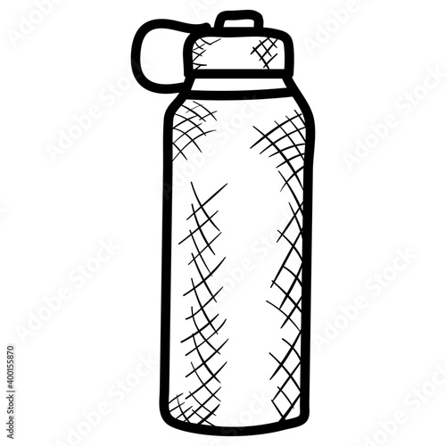 Water bottle icon in doodle design 