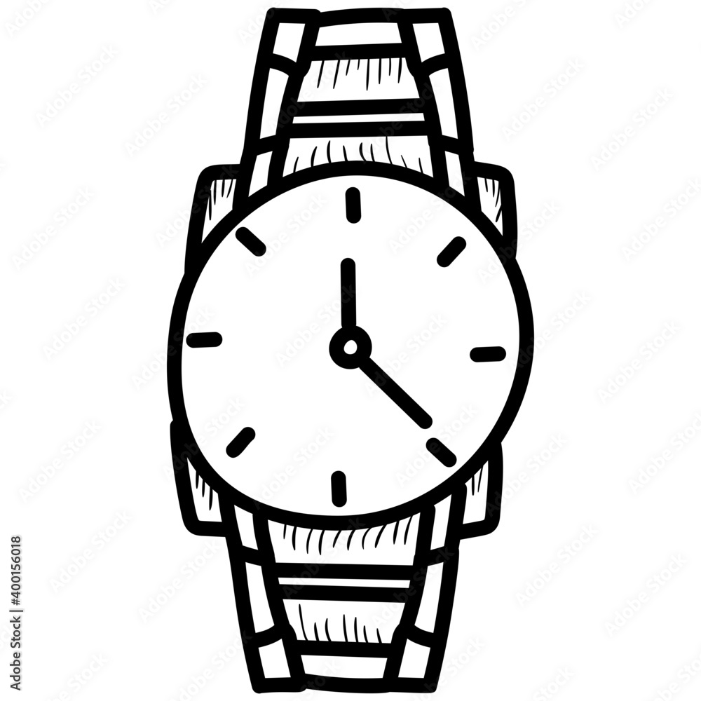 Doodle icon of wrist watch isolated on white background Doodle icon of wrist watch isolated on white background