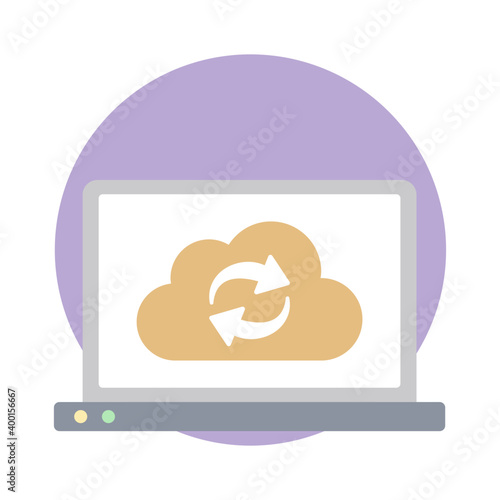 Cloud syncing flat vector icon