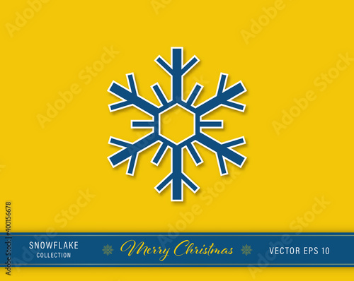 Beautiful two layers Christmas snowflake icon on yellow background