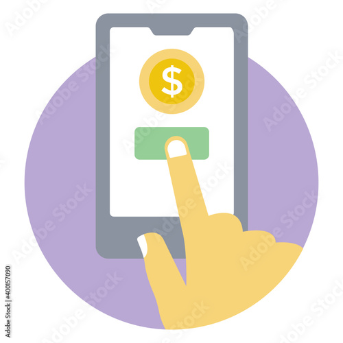 Online mobile transaction flat rounded vector 