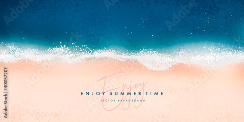 Vector beautiful realistic top view illustration of sandy summer beach