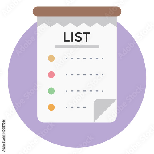Icon of shopping list in flat design 