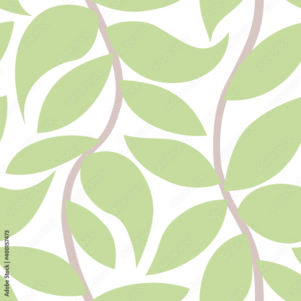 Seamles leaves on branches pattern vector background Seamles leaves on branches pattern vector background