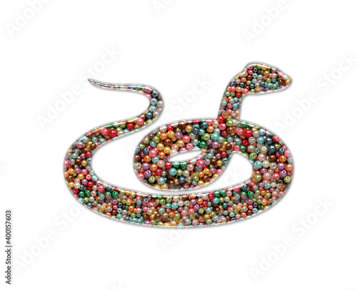 snake Beads Icon Logo Handmade Embroidery illustration