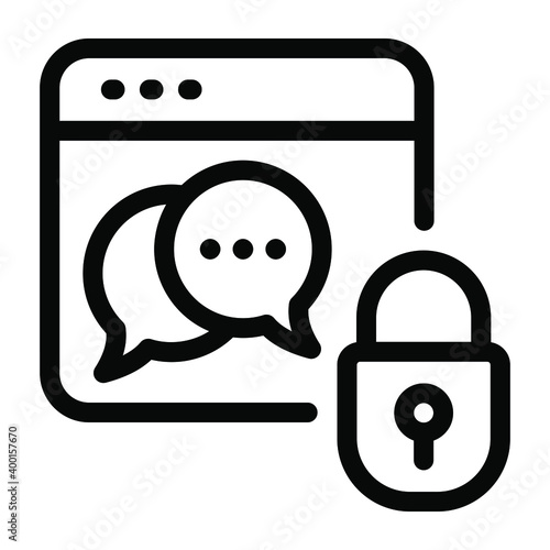 
Website chat encryption icon in solid editable design
