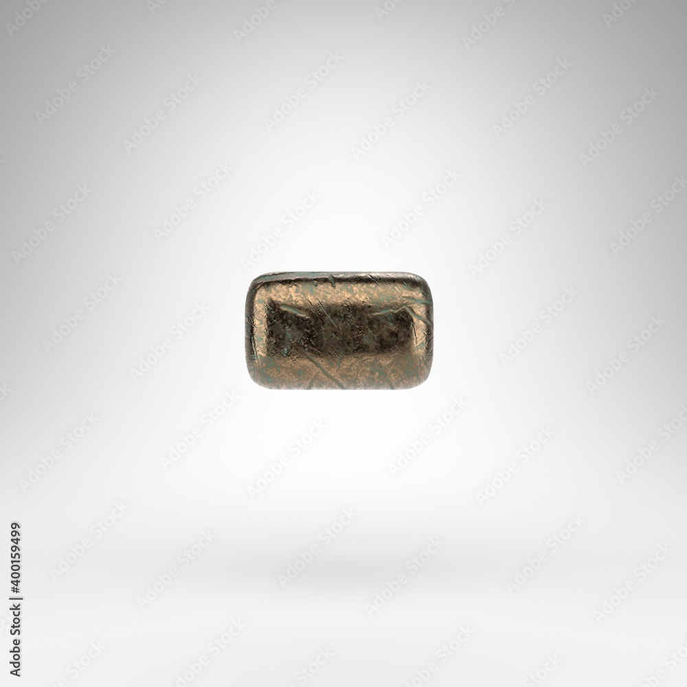 Minus symbol on white background. Bronze 3D sign with oxidized scratched texture. Minus symbol on white background. Bronze 3D sign with oxidized scratched texture.