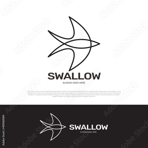 Swallow logo icon mono line design