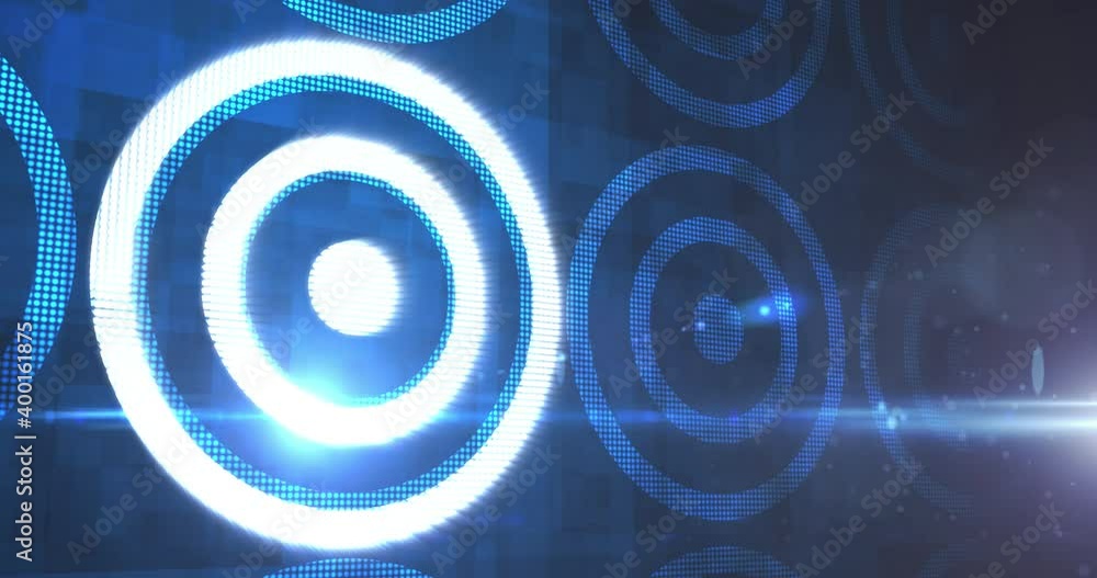 Animation of rows of blue glowing digital scopes Animation of rows of blue glowing digital scopes