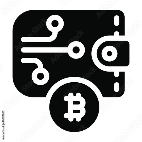 
Solid icon of bitcoin wallet vector design 
