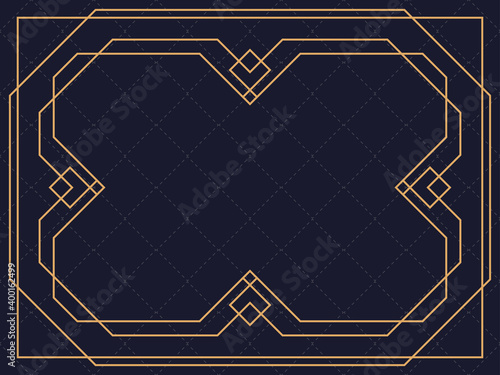 Art deco frame. Vintage linear border. Design a template for invitations, leaflets and greeting cards. The style of the 1920s - 1930s. Vector illustration