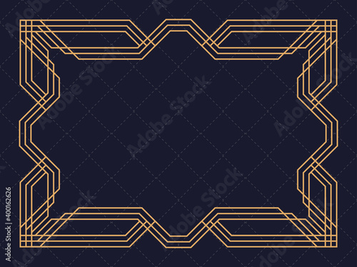 Art deco frame. Vintage linear border. Design a template for invitations, leaflets and greeting cards. The style of the 1920s - 1930s. Vector illustration