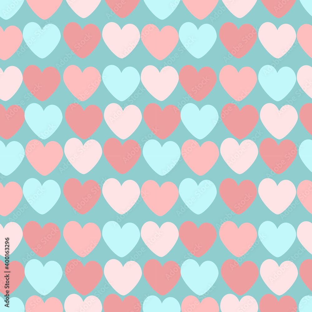 vector seamless pattern on the theme of Valentine's Day with hearts on a blue background. pattern for printing on fabric, wrapping paper. background for websites and applications
