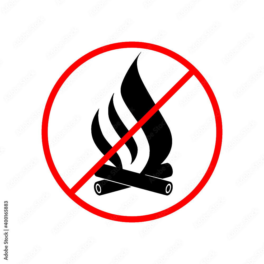 No Camp Fire icon isolated on white background No Camp Fire icon isolated on white background