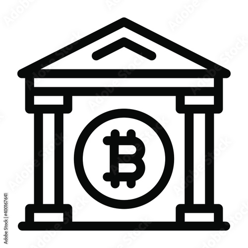 
Bitcoin bank vector in design, virtual currency storage estate  
