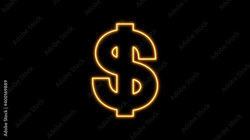 Animation of a self-drawing red neon dollar sign on a black background with an alpha channel. Animation of a self-drawing red neon dollar sign on a black background with an alpha channel.