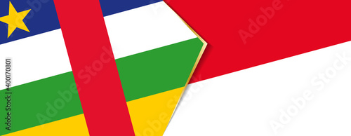 Central African Republic and Indonesia flags  two vector flags.
