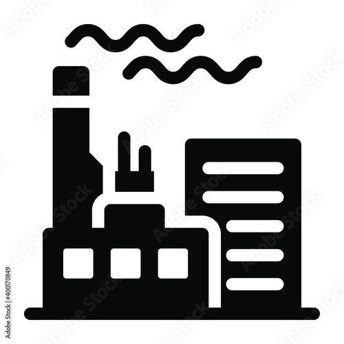 
A commercial building of industry in solid icon
