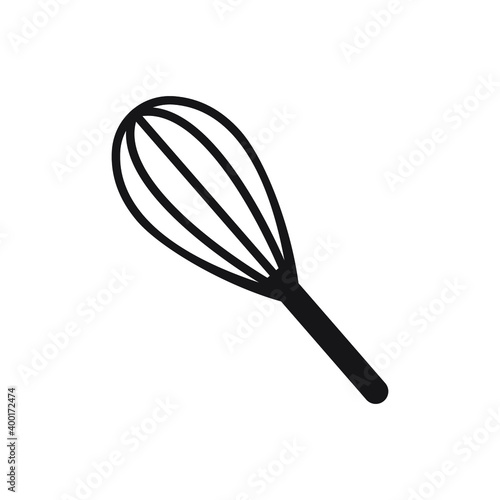 Black vector whisk icon on white background. Eps10 vector illustration.