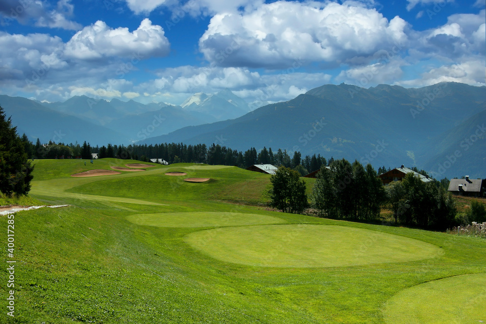 mountain golf course in crans-montana