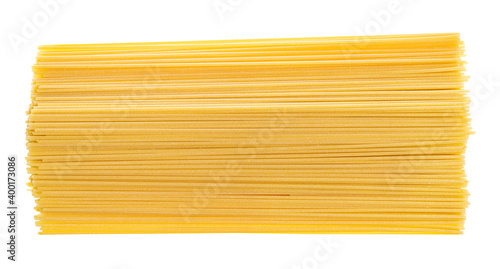 heap of italian dried spaghetti isolated on white background
