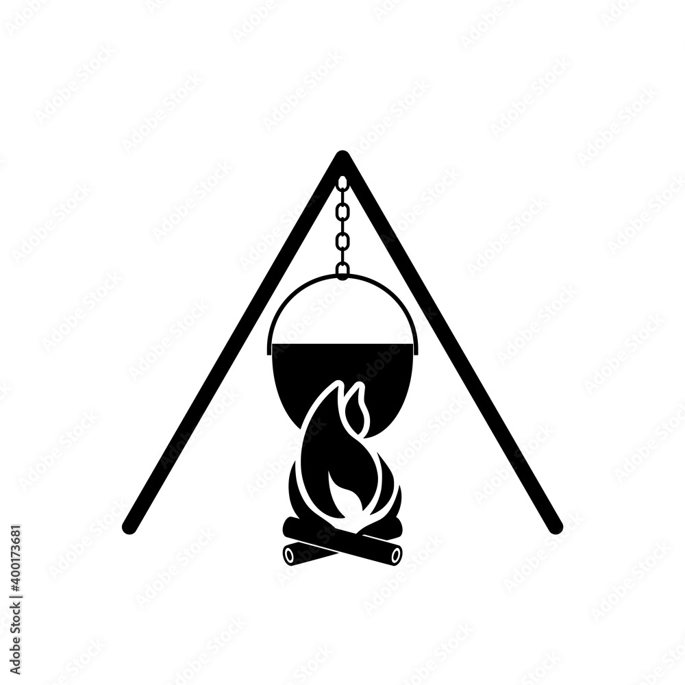 Pot on fire icon isolated on white background Pot on fire icon isolated on white background