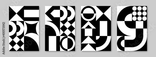 Trendy contemporary set of abstract creative geometric compositions for wall decoration, postcard or brochure cover design in vintage style art.  
EPS10 vector.