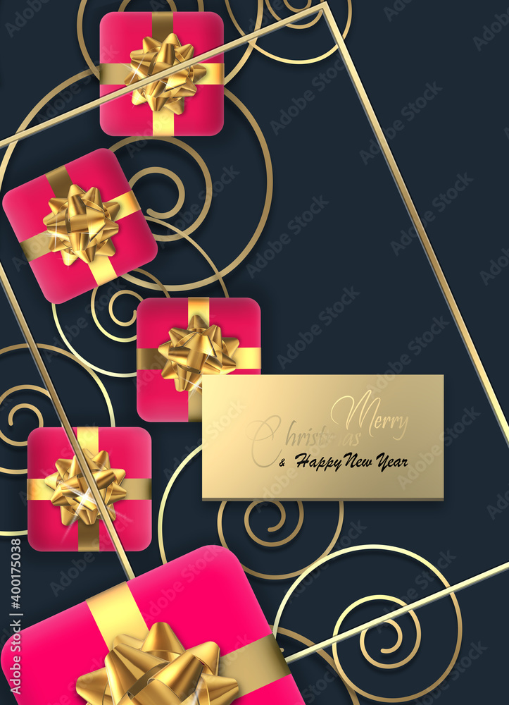 Naklejka premium Flat lay Xmas card