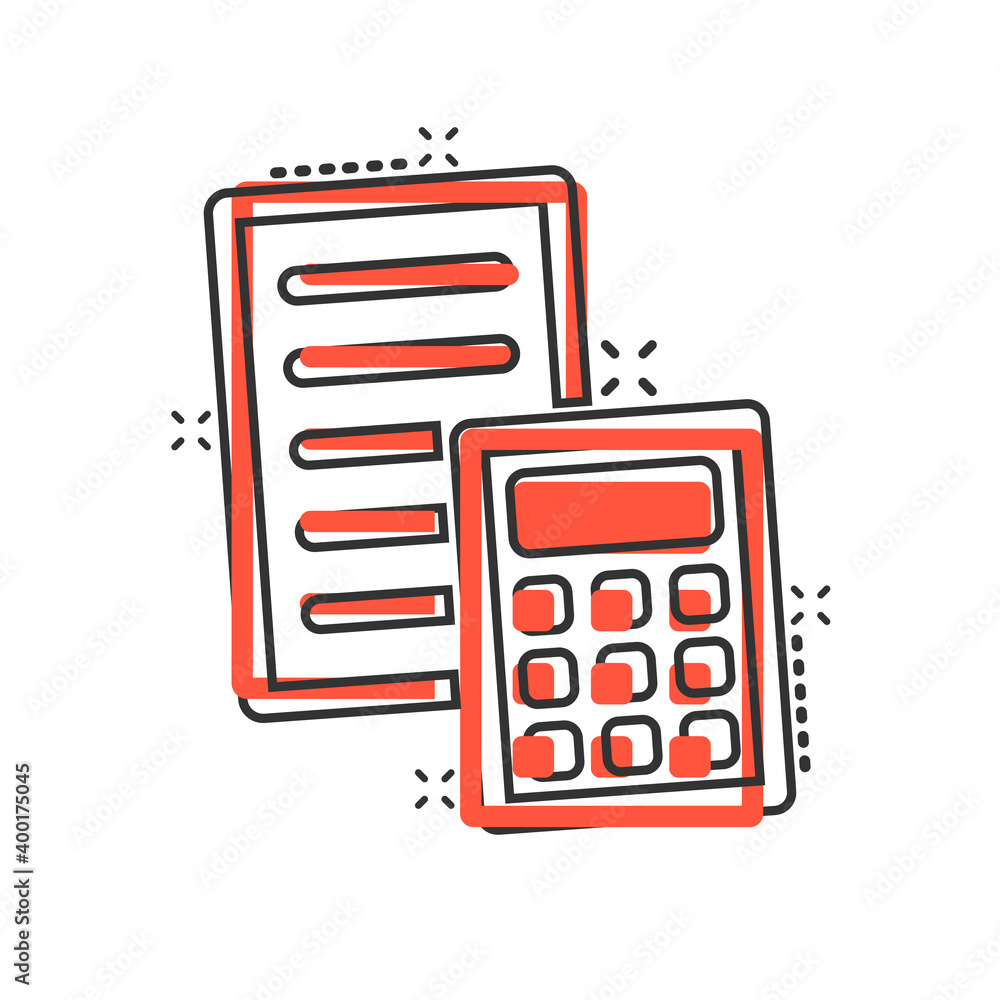 Tax payment icon in comic style. Budget invoice cartoon vector illustration on white isolated background. Calculate document splash effect business concept. Tax payment icon in comic style. Budget invoice cartoon vector illustration on white isolated background. Calculate document splash effect business concept.