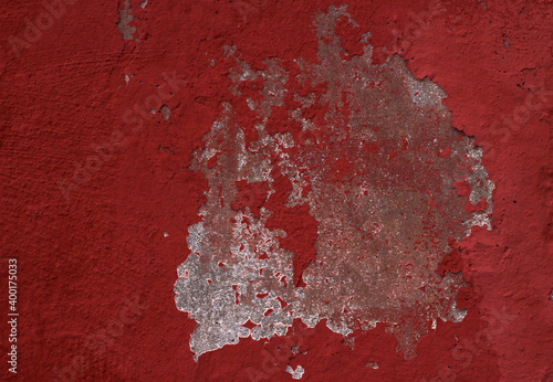 cement wall with ripped red paint - textured background with borders for message, abstract and frame for announcement