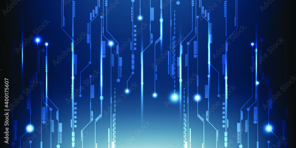 Fototapeta premium Vertical digital tech circuit patterns abstract blue futuristic digital technology background.Vector illustrations.