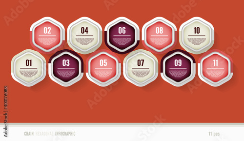 Vector infographic template for diagram, graph, presentation and chart. Business concept with 11 options, parts, steps or processes