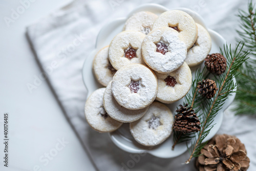 christam cookie bisquit shortbread butter jam sweet winter holiday desert photo