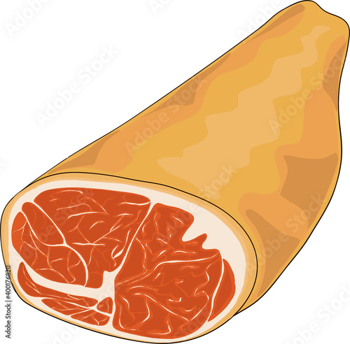 ham, proscuitto, hand drawn cartoon vector illustration