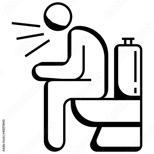 Man sitting on Wall mounted Commode on white background, Bovine corona virus BCoV Vector Icon design, Coronavirus Symptoms of COVID-19 diarrhea Concept,