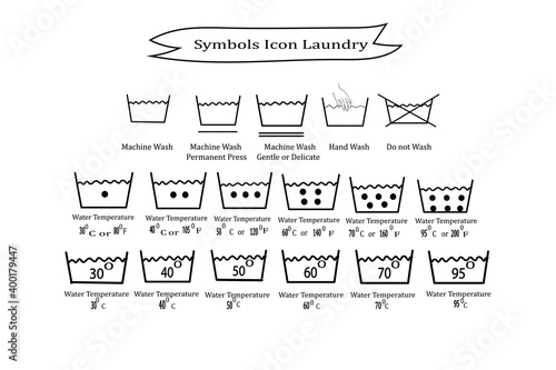 Symbols Icon Laundry and Instructions