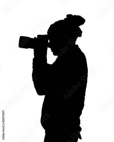 Woman Photographing Isolated Graphic Silhouette