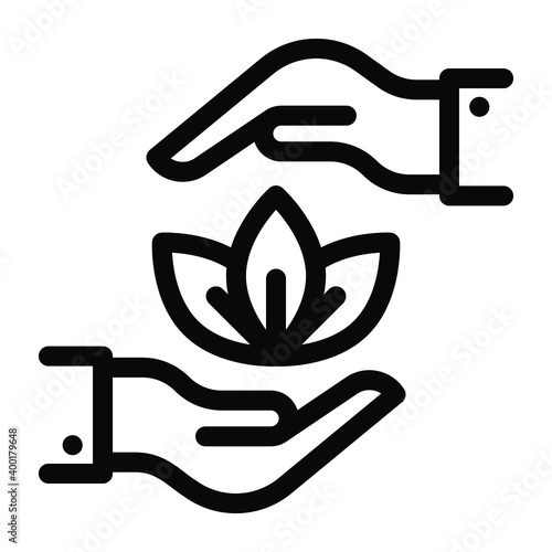 
Flower inside hands, solid icon of save nature
