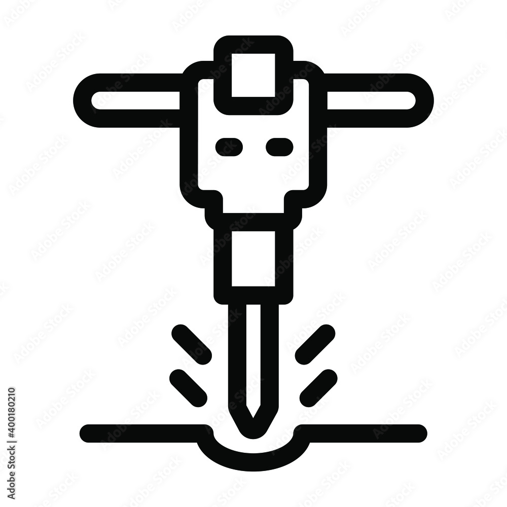 Electric construction tool, jackhammer solid icon
Electric construction tool, jackhammer solid icon