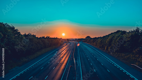 Highway at sunset