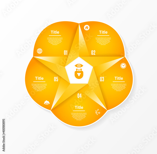 Vector circle infographic. Template for diagram, graph, presentation and chart. Business concept with five options, parts, steps or processes. Abstract background