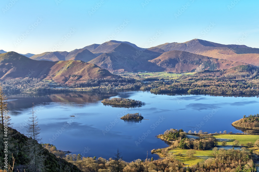 A view of Derwentwater and the Coledale Horeshoe from Walla Crag