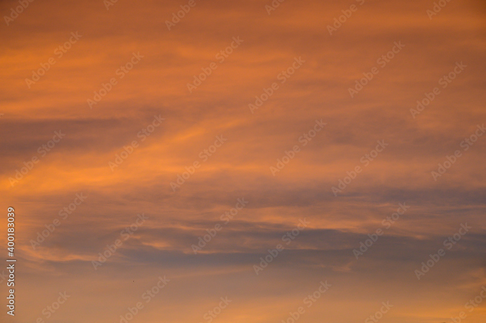 Vivid Orange sunset clouds sky,soft background