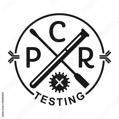 PCR testing icon in hipster monochrome style