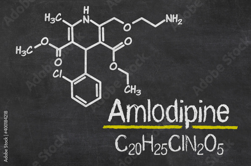 Blackboard with the chemical formula of Amlodipine