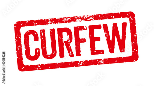 Red stamp on a white background - Curfew